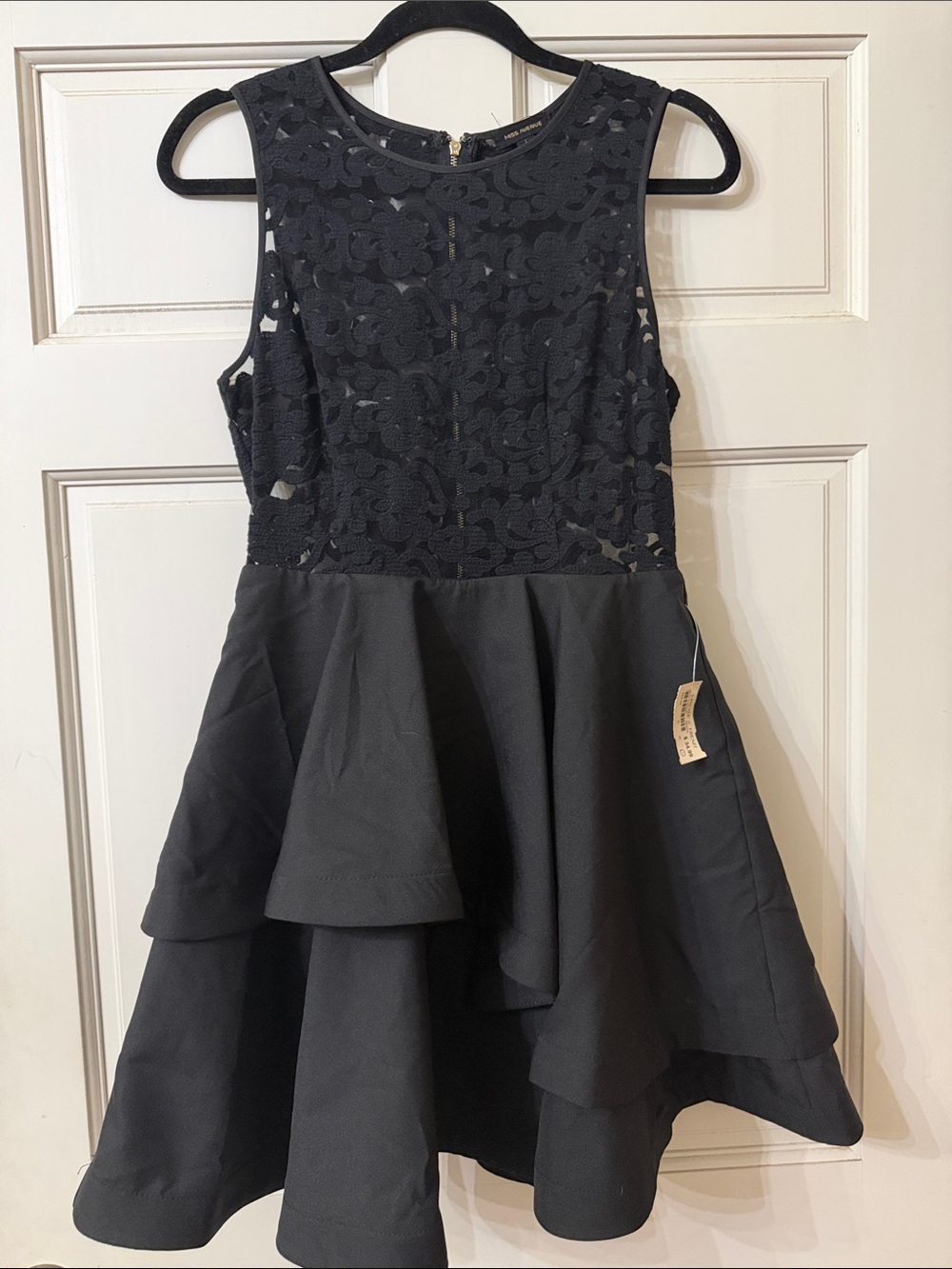 Miss Avenue Black Lace Bodice Tiered Party Dress